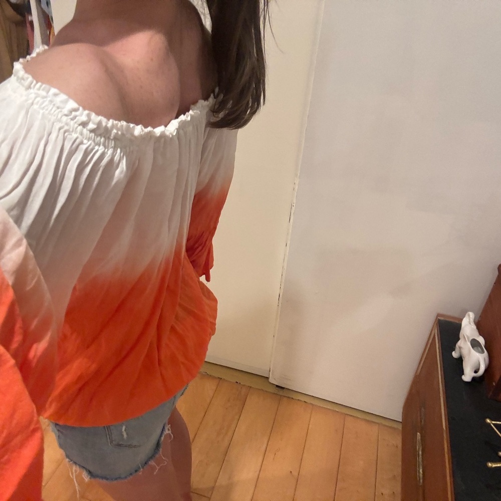 Orange/ White Ombre Off-Shoulder Top - Picture 4 of 5